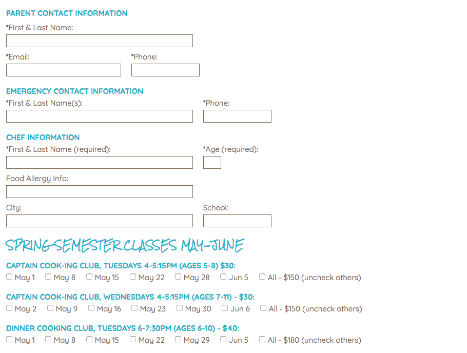 The simplified kids registration